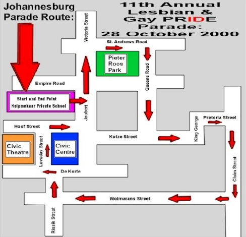 PRIDE2000 Johannesburg parade route